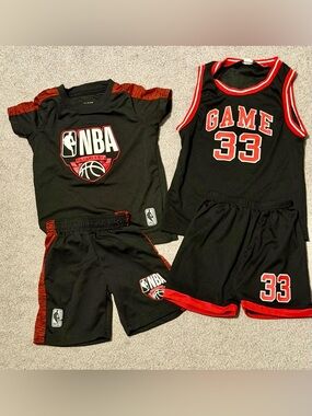 2 Kids Basketball Sets - Black/Red - 3T